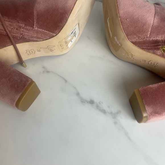 JOIE lakia blush velvet peep toe lace up boots sz 39 Womens New no box Victorian - Picture 2 of 7